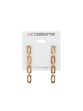 Liz Claiborne Polished Gold Link Drop Earrings